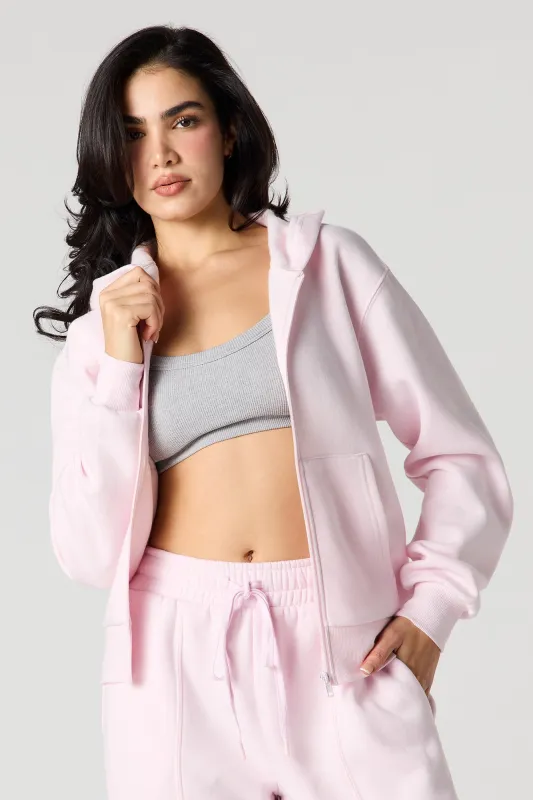 Solid Fleece Zip-Up Hoodie sold by Urban Planet