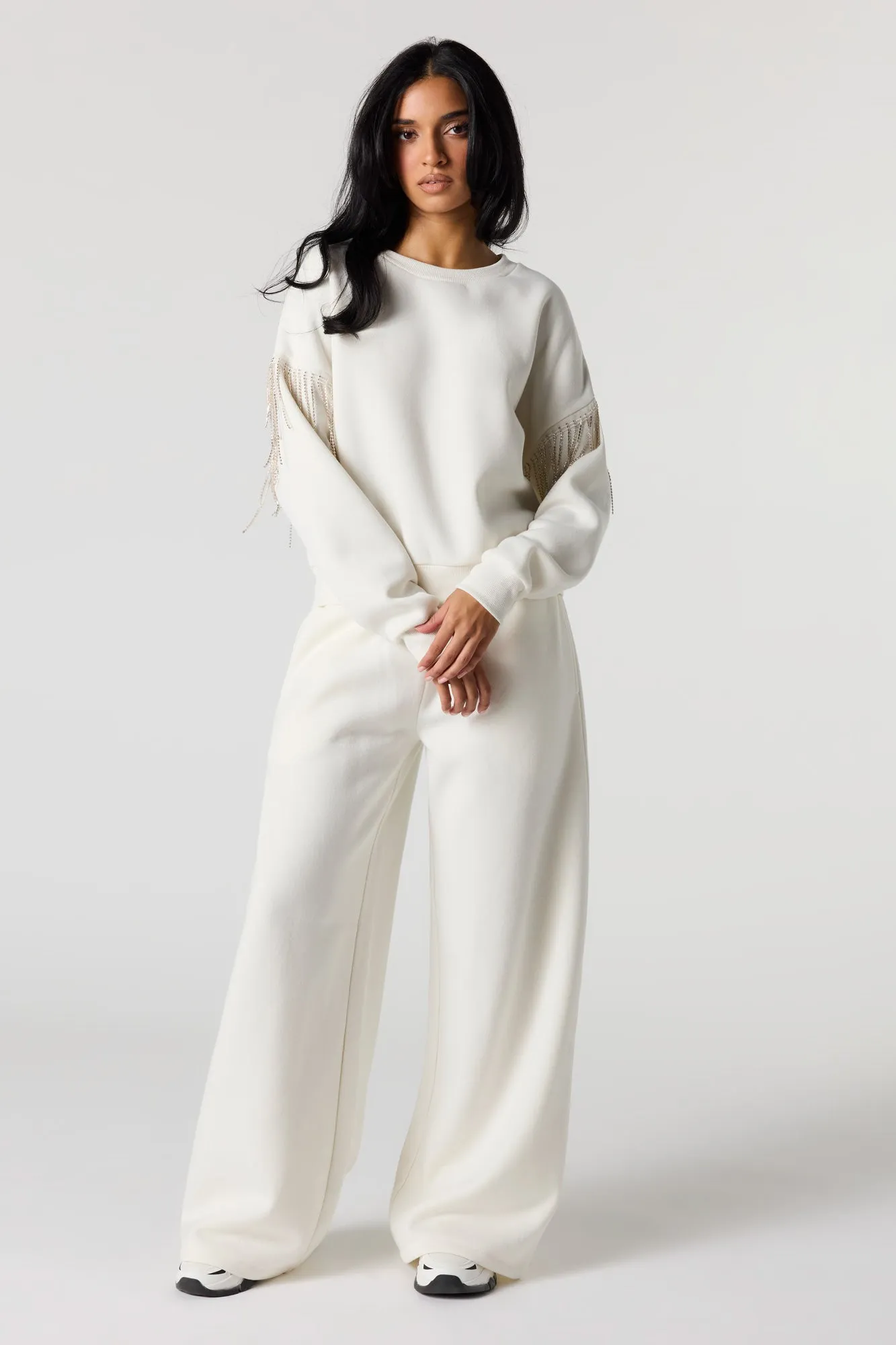 Rhinestone Sleeve Fleece Sweatshirt sold by Urban Planet product image thumbnail 3