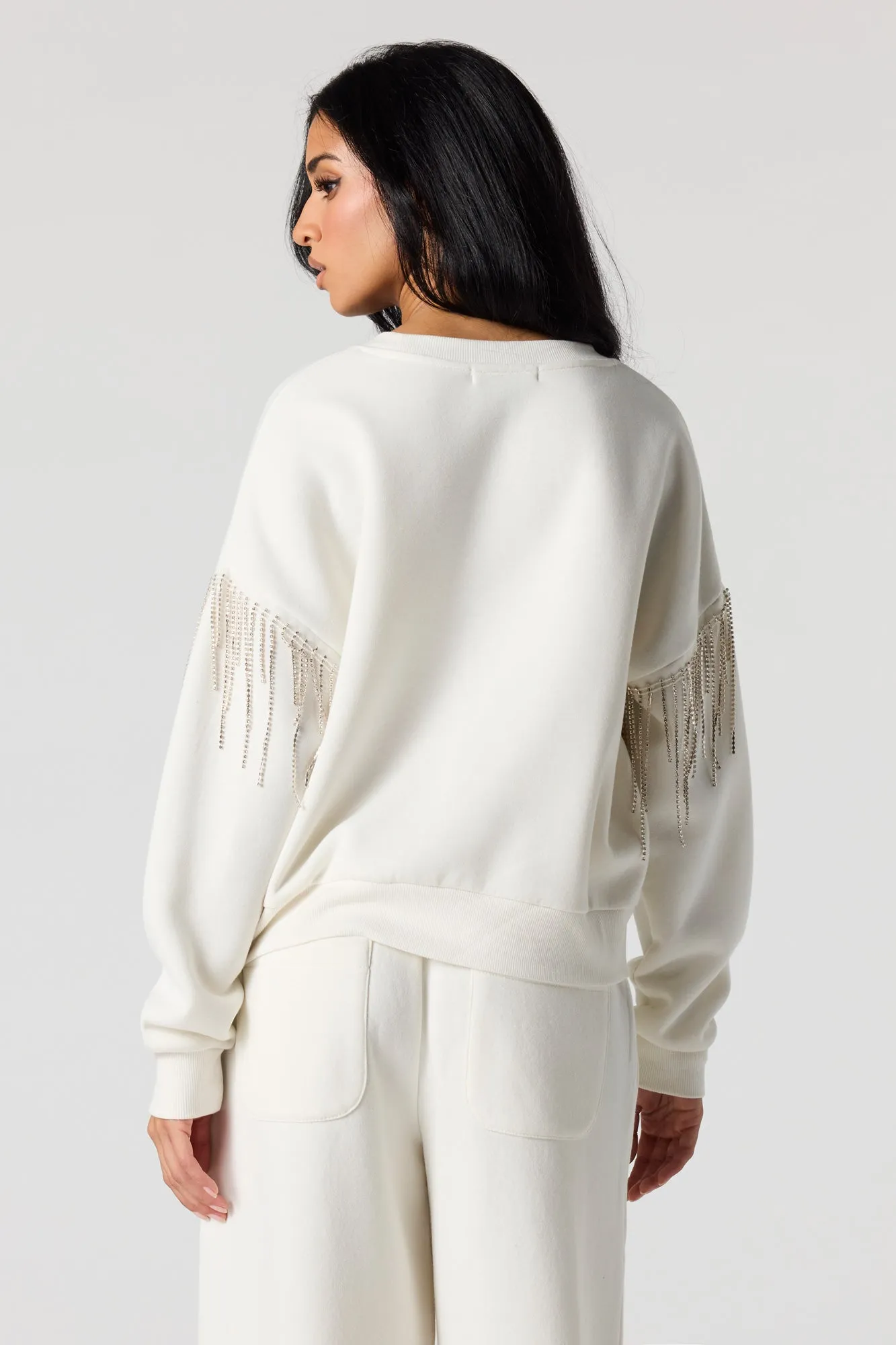 Rhinestone Sleeve Fleece Sweatshirt sold by Urban Planet product image thumbnail 2