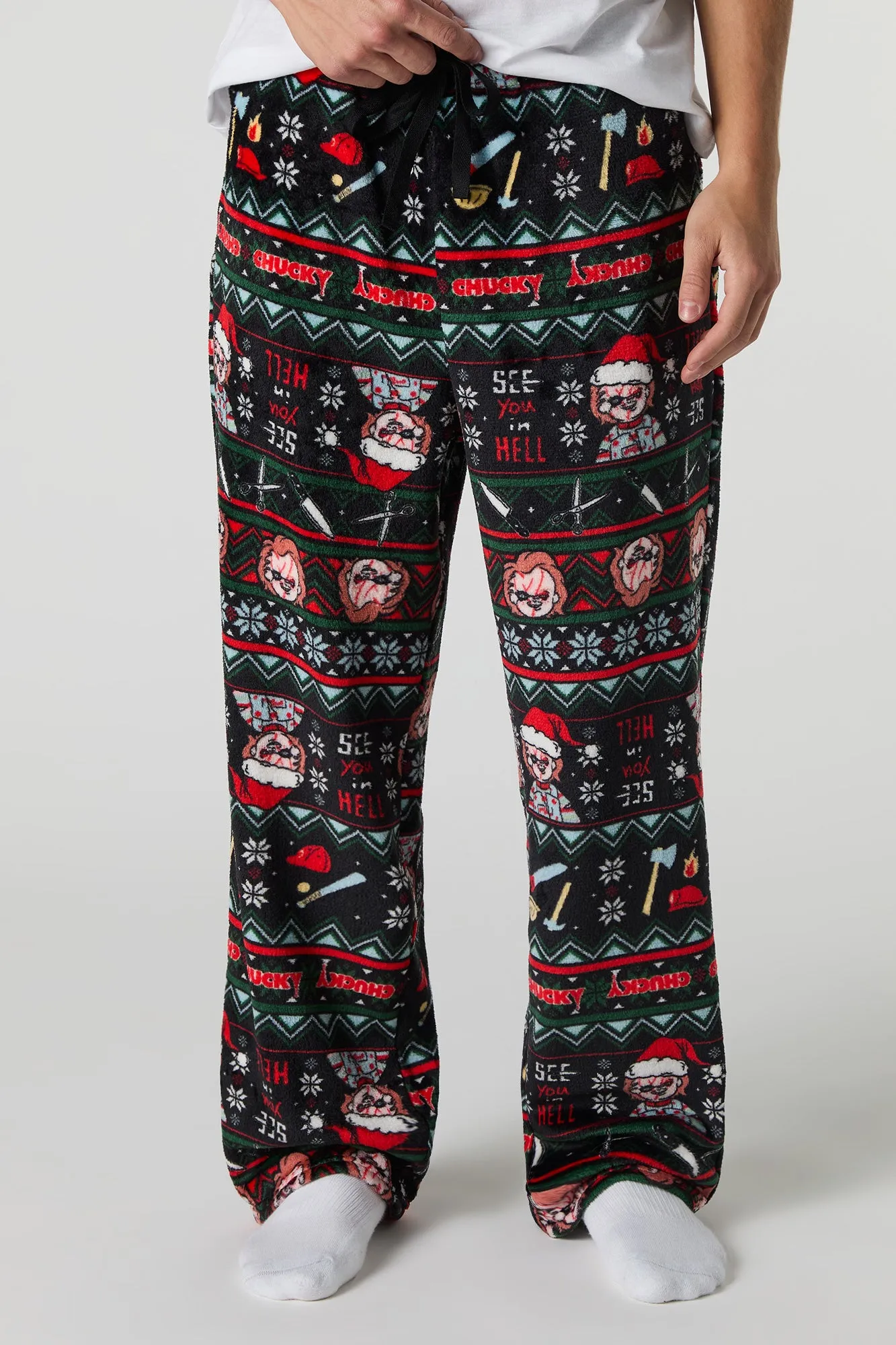 Cartoon Christmas Print Plush Pajama Pant sold by Urban Planet product image thumbnail 4