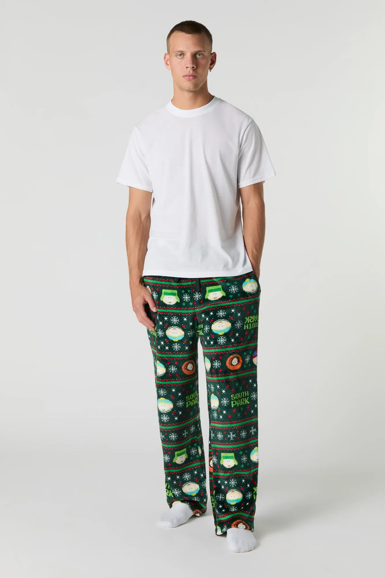 Cartoon Christmas Print Plush Pajama Pant sold by Urban Planet product image thumbnail 2