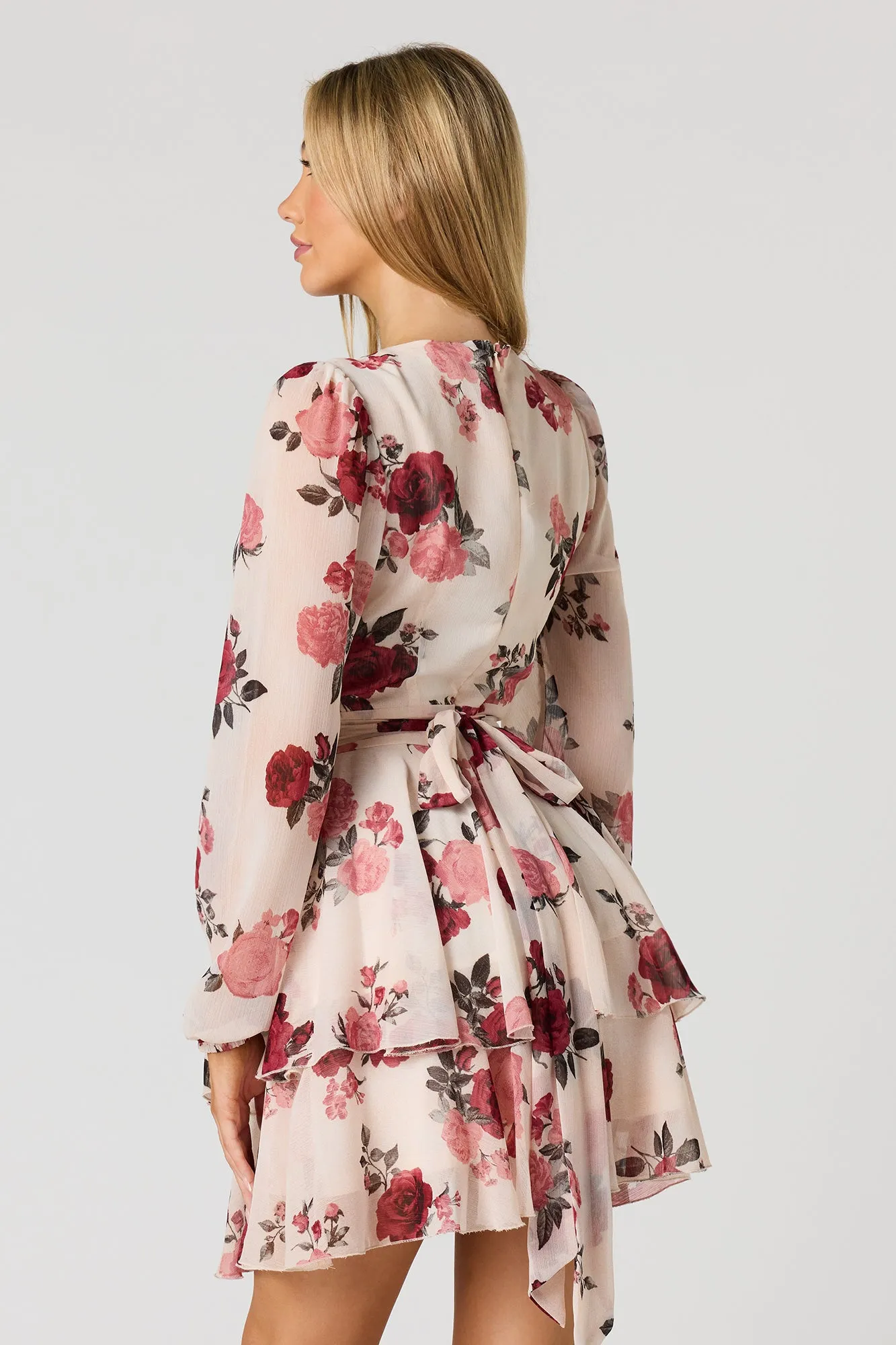 Chiffon Tiered Long Sleeve Mini Dress sold by Urban Planet product image thumbnail 2