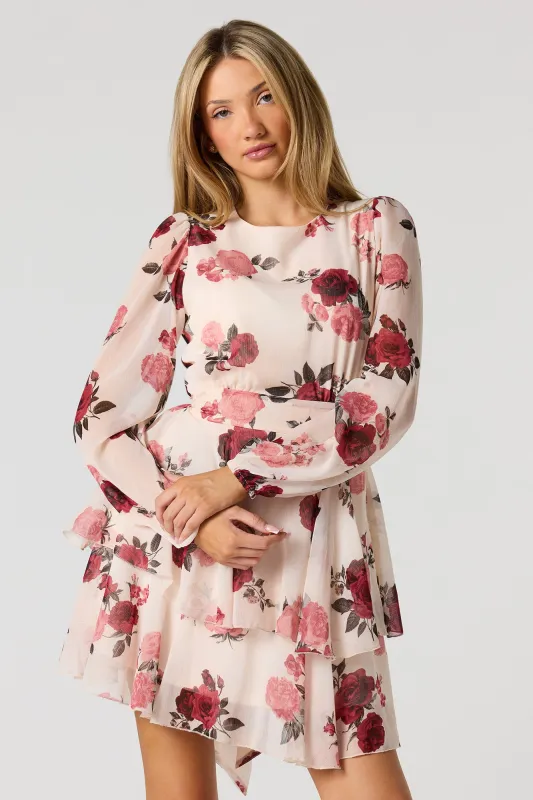 Chiffon Tiered Long Sleeve Mini Dress sold by Urban Planet