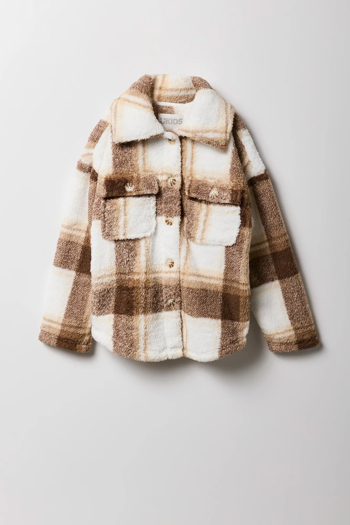 Girls Plaid Sherpa Shacket sold by Urban Planet product image thumbnail 3