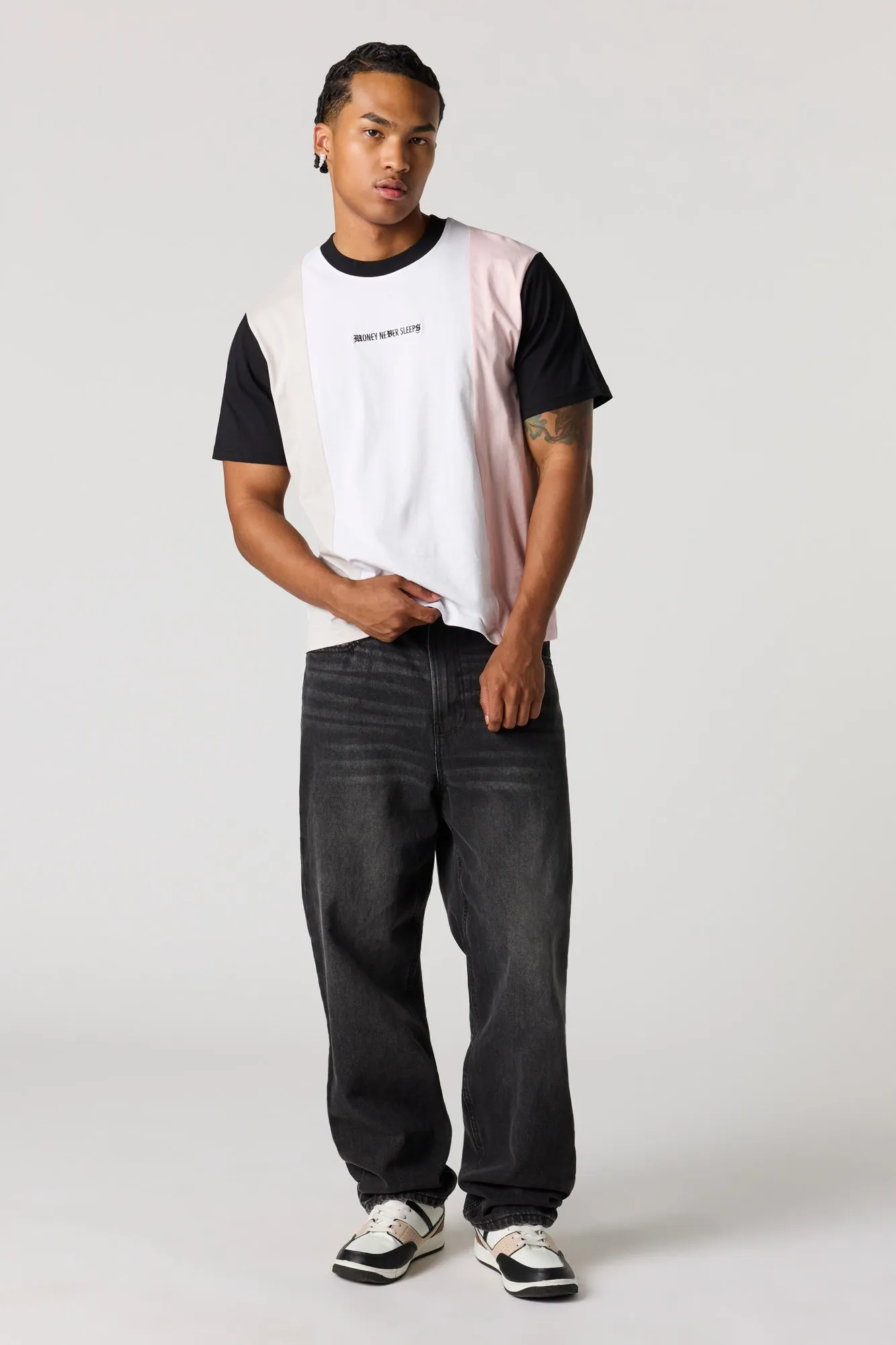 Colourblock Embroidered T-Shirt sold by Urban Planet product image thumbnail 3