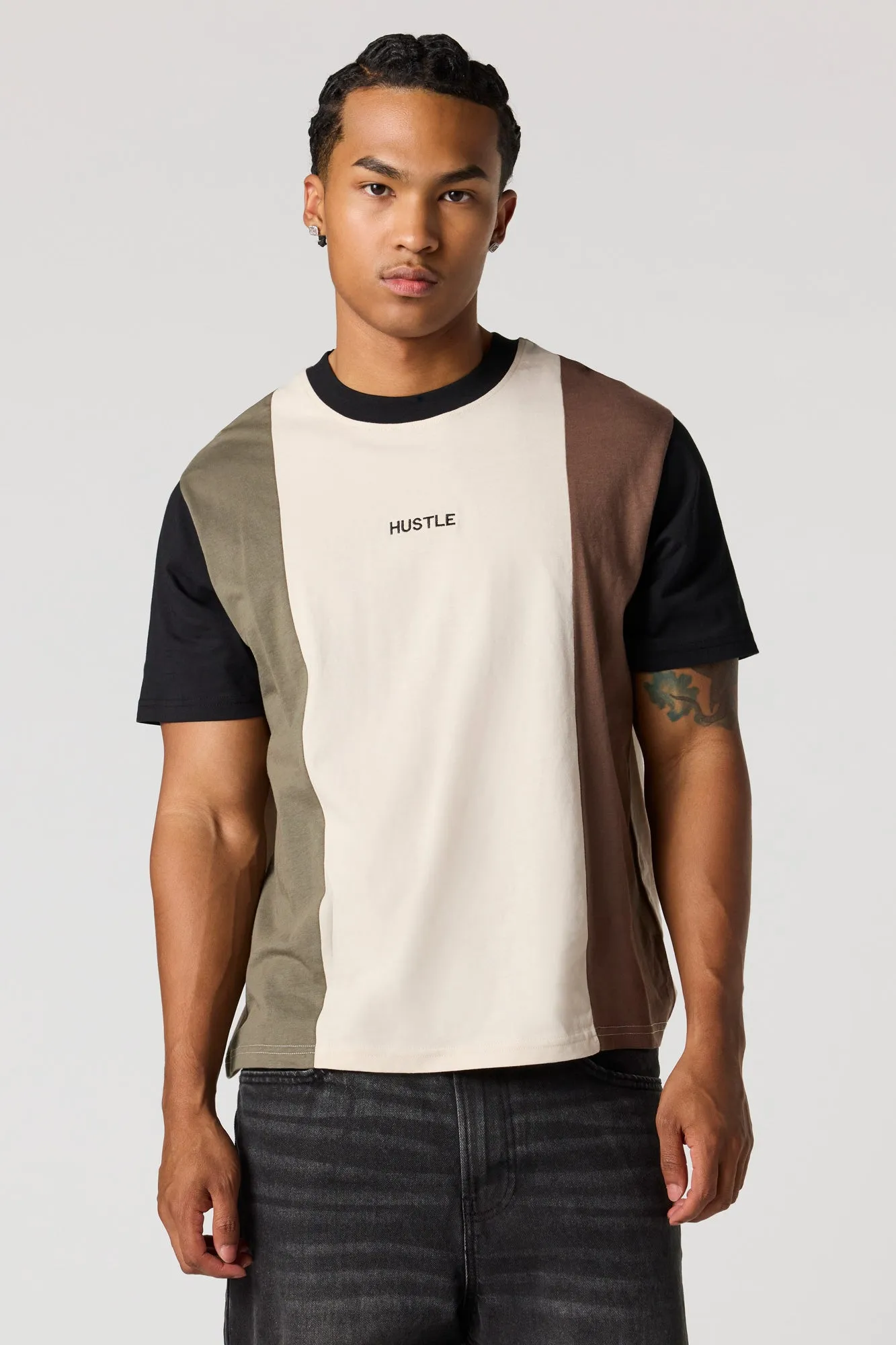 Colourblock Embroidered T-Shirt sold by Urban Planet product image thumbnail 4