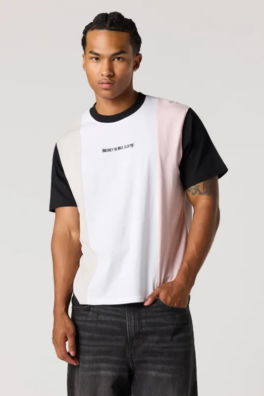 Colourblock Embroidered T-Shirt sold by Urban Planet