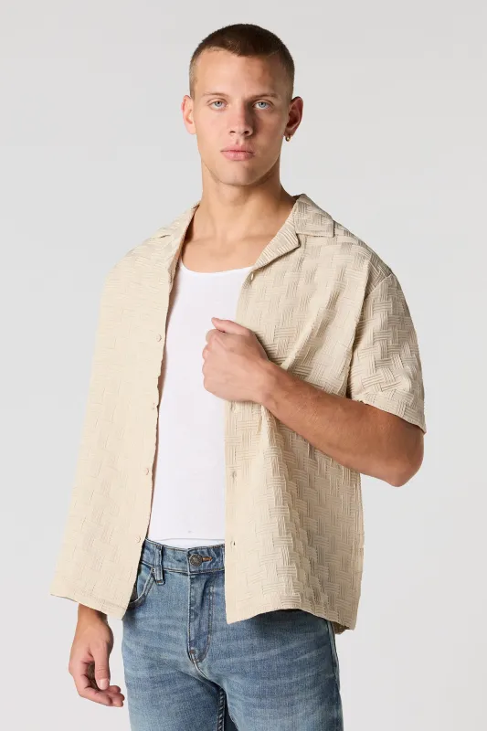 Basket Weave Button-Up Top sold by Urban Planet