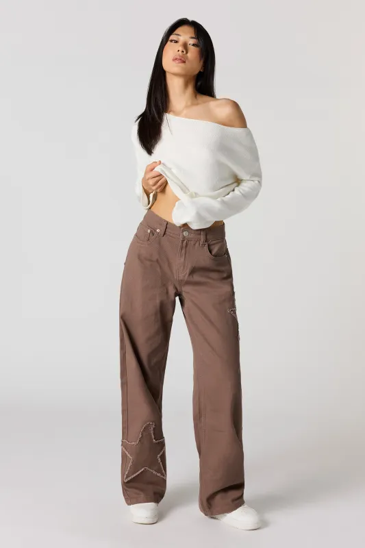 Low Rise Baggy Pant with Stars sold by Urban Planet