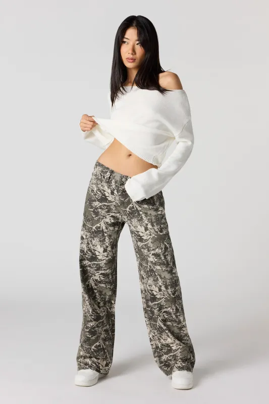 Camo Low Rise Baggy Pant with Bows sold by Urban Planet
