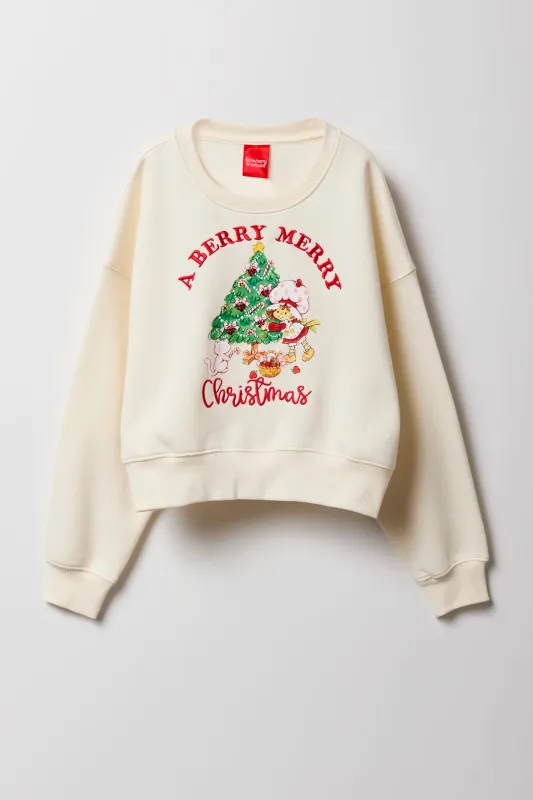 Girls Strawberry Shortcake Christmas Embroidered Fleece Sweatshirt sold by Urban Planet