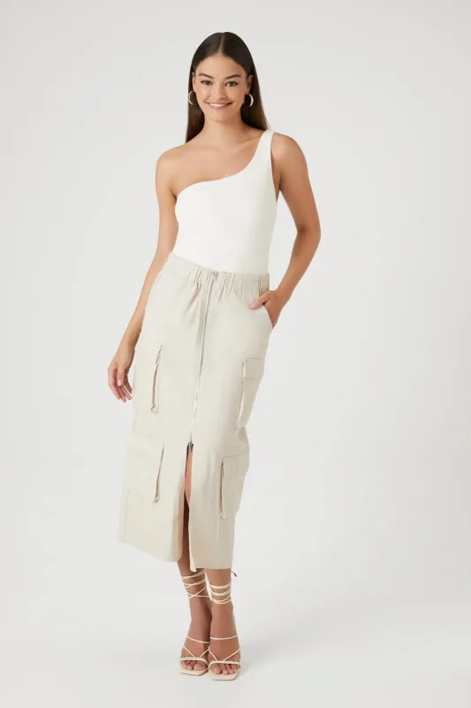 Front Zip Cargo Midi Skirt sold by Urban Planet