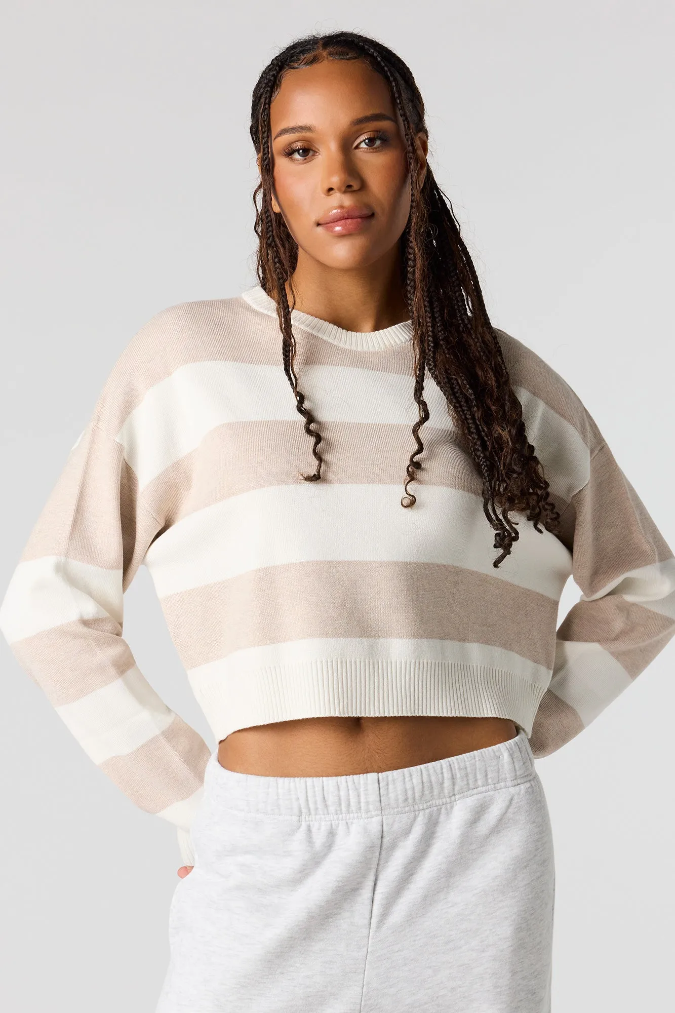 Striped Knit Boxy Sweater sold by Urban Planet product image thumbnail 4