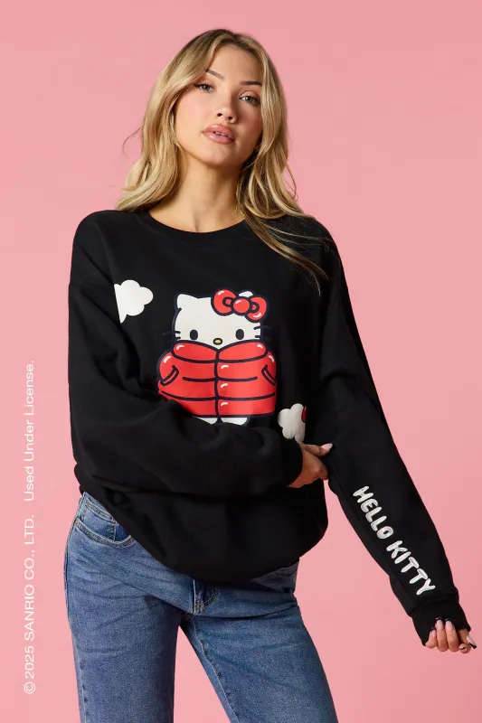 Hello Kitty® Puff Print Fleece Sweatshirt sold by Urban Planet