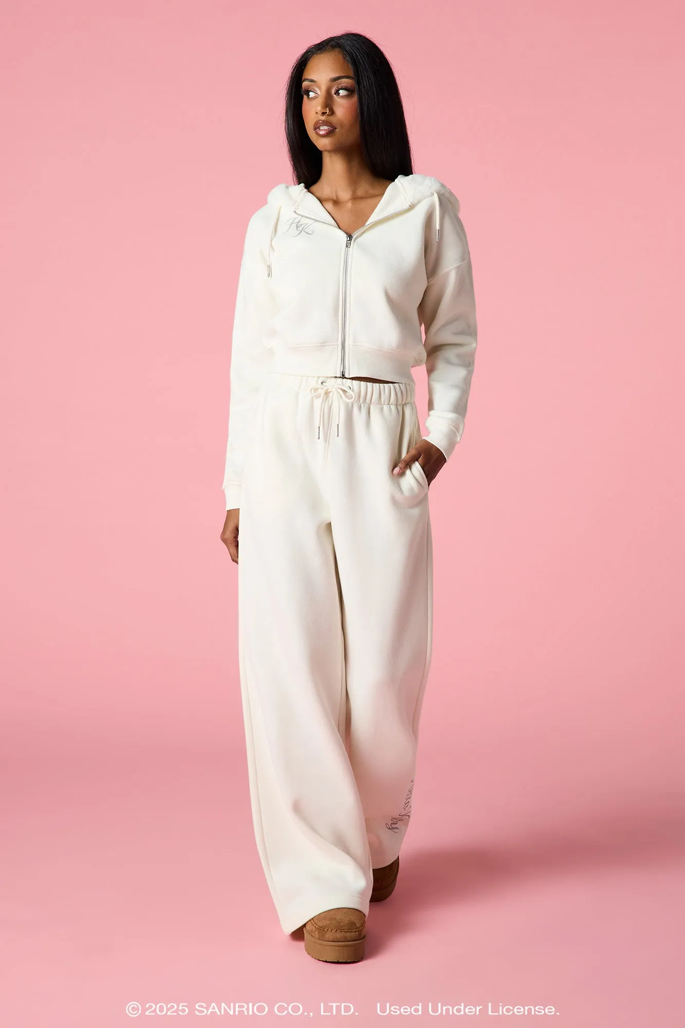 Hello Kitty® Glitter Graphic Wide Leg Sweatpant sold by Urban Planet