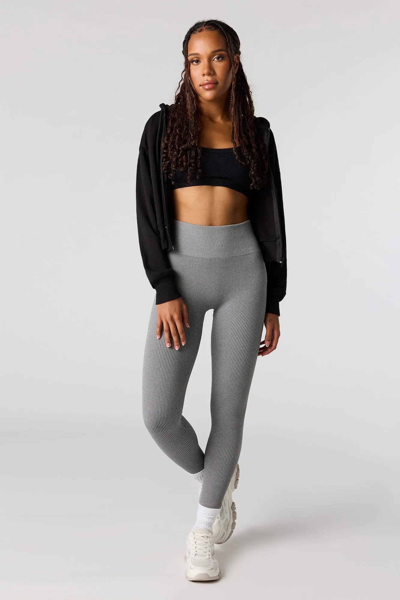 Seamless High-Rise Ribbed Legging sold by Urban Planet product image thumbnail 4