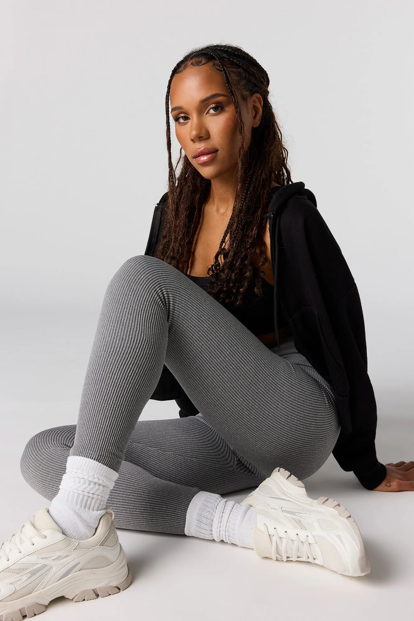 Seamless High-Rise Ribbed Legging sold by Urban Planet