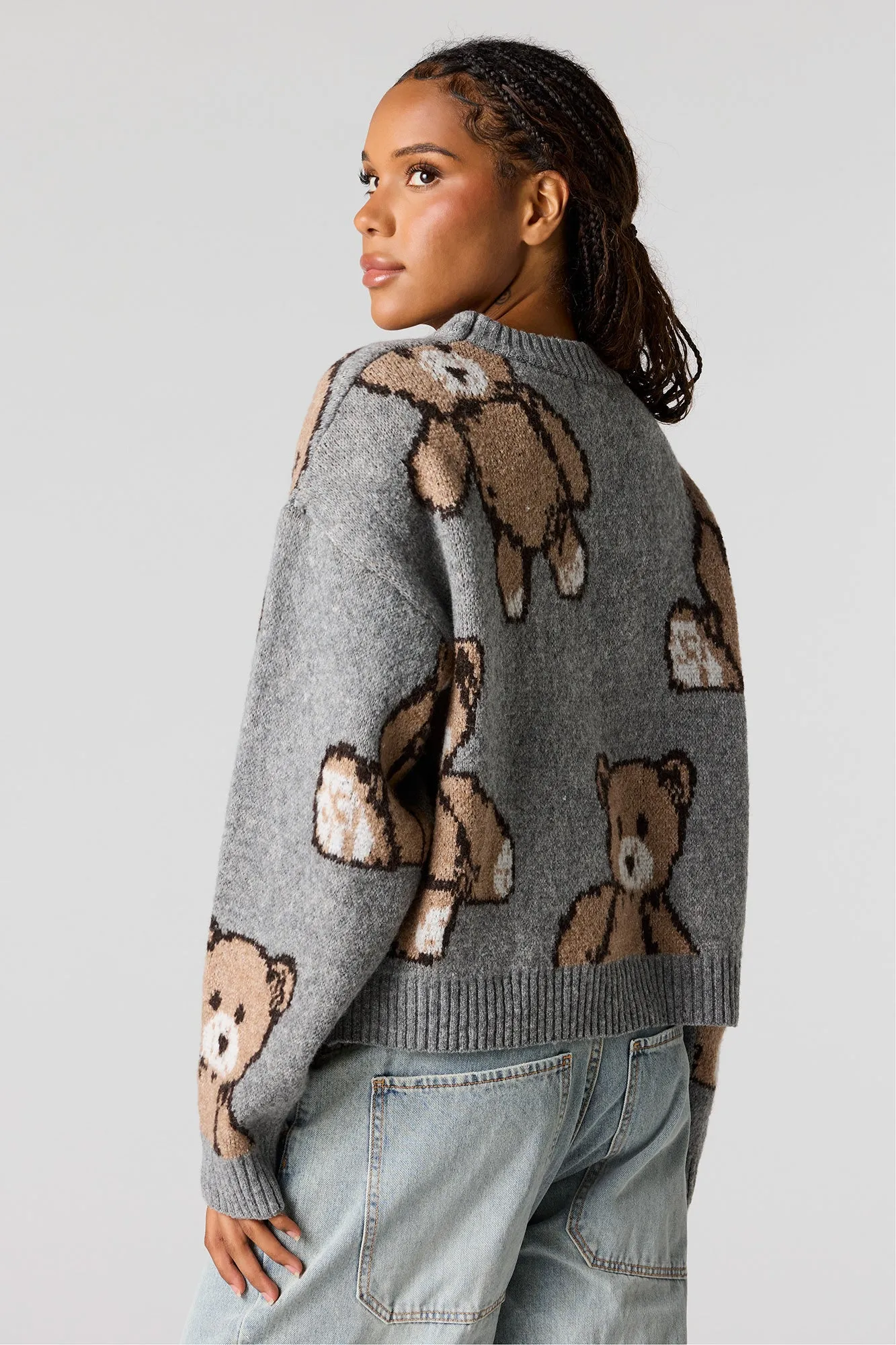Teddy Bear Jacquard Knit Cropped Sweater sold by Urban Planet product image thumbnail 2