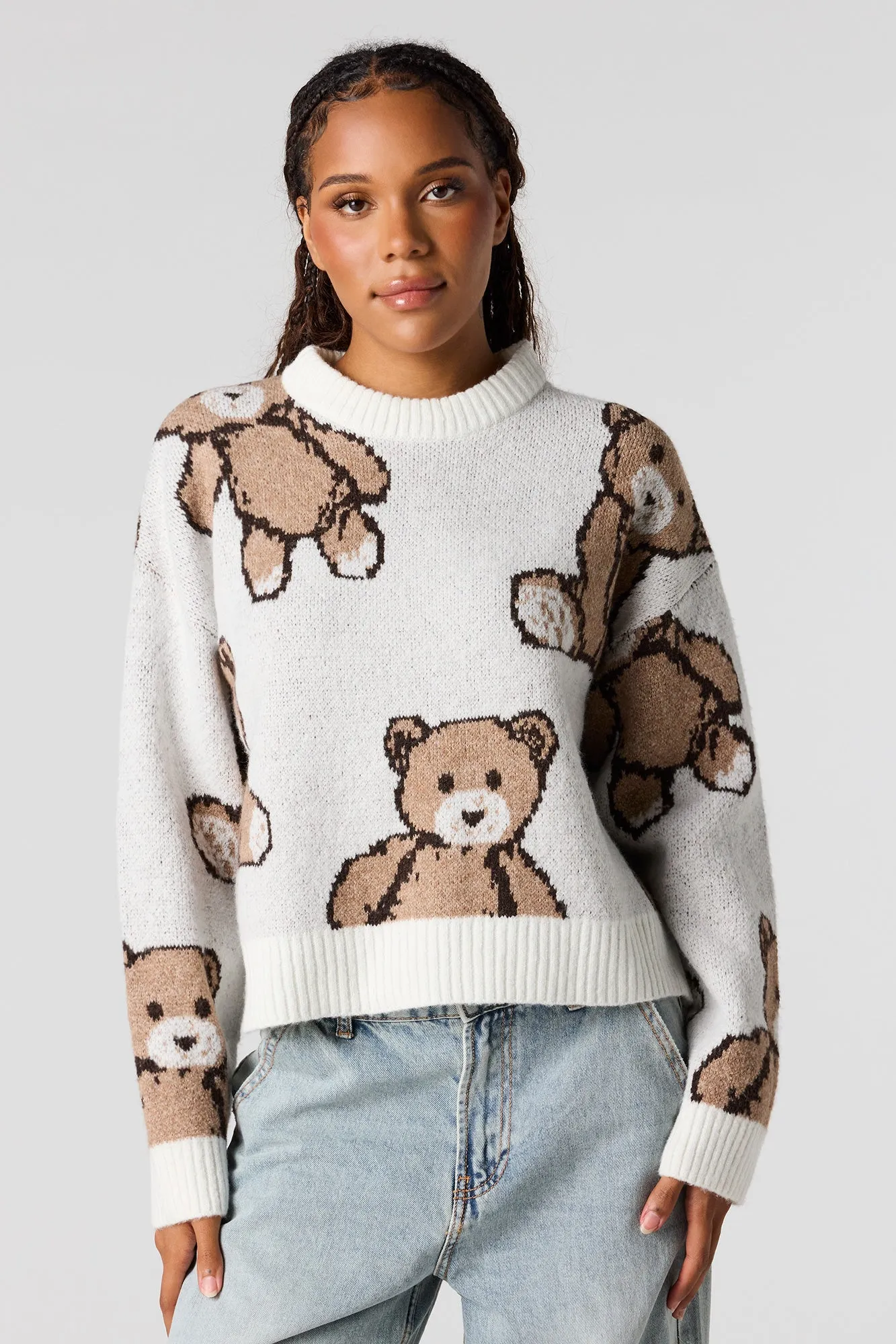 Teddy Bear Jacquard Knit Cropped Sweater sold by Urban Planet product image thumbnail 4