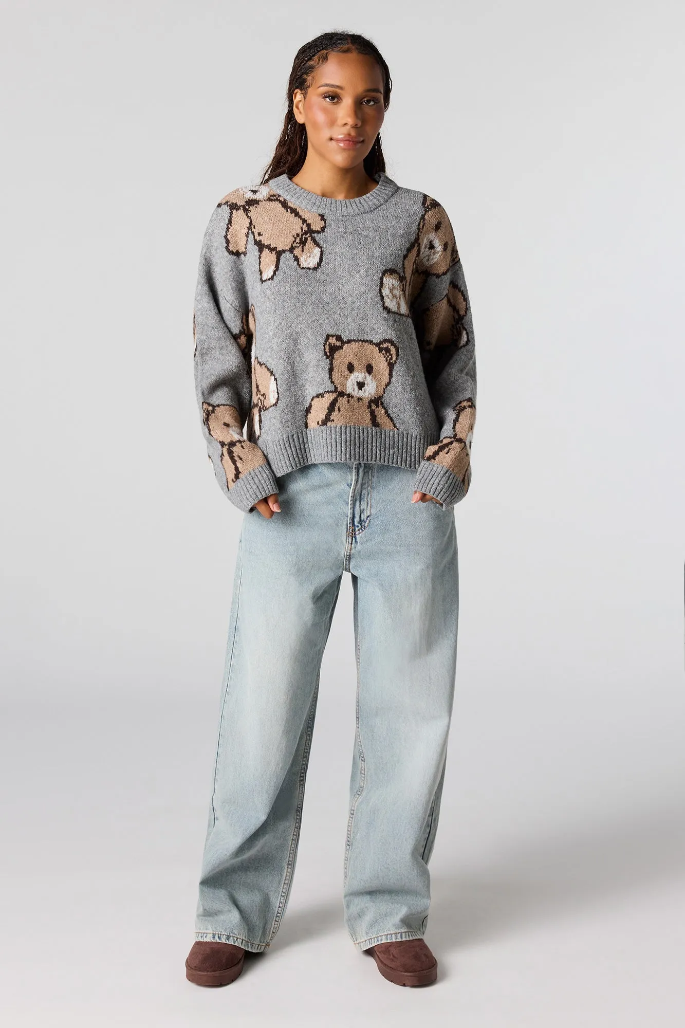 Teddy Bear Jacquard Knit Cropped Sweater sold by Urban Planet product image thumbnail 3