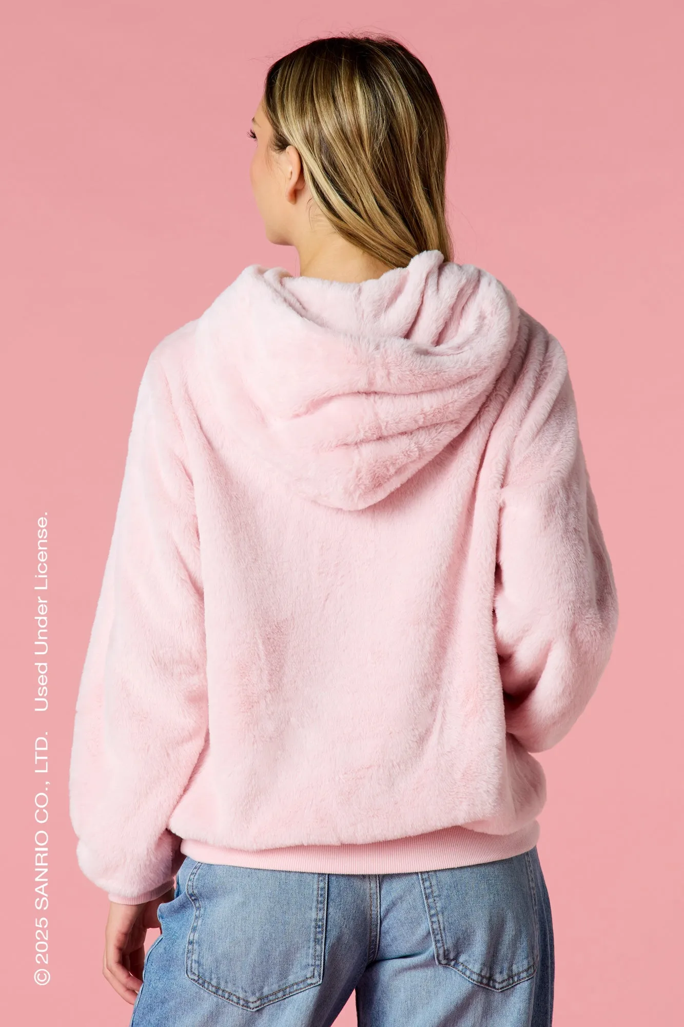 Hello Kitty® Embroidered Faux Fur Hoodie sold by Urban Planet product image thumbnail 2