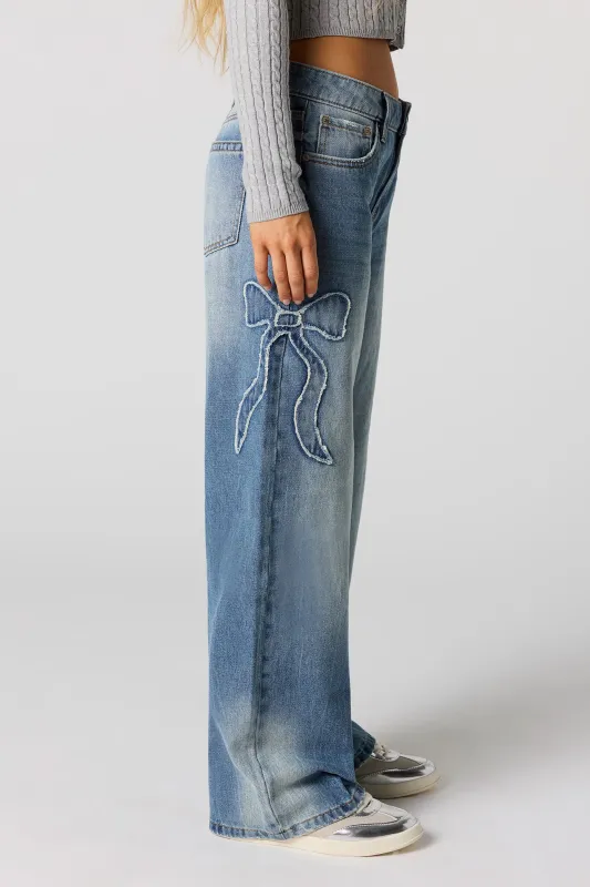 Embroidered Low Rise Baggy Jean sold by Urban Planet