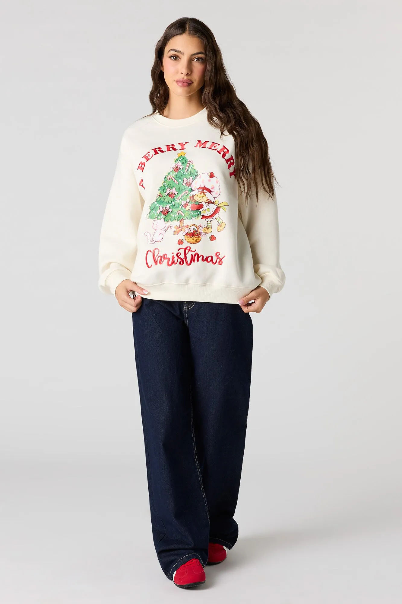 Strawberry Shortcake Christmas Embroidered Fleece Sweatshirt sold by Urban Planet product image thumbnail 3