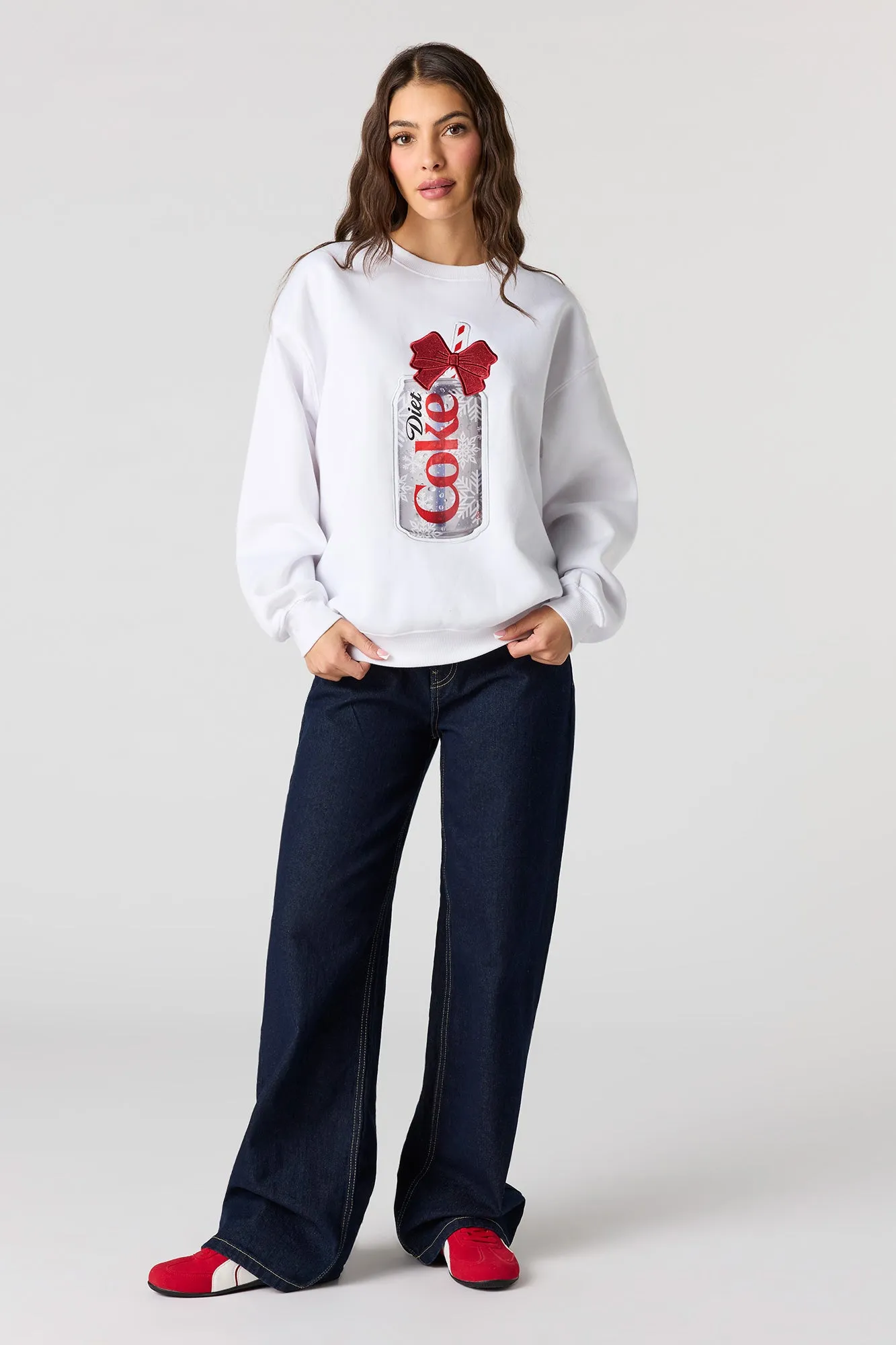 Diet Coke Christmas Embroidered Fleece Sweatshirt sold by Urban Planet product image thumbnail 3
