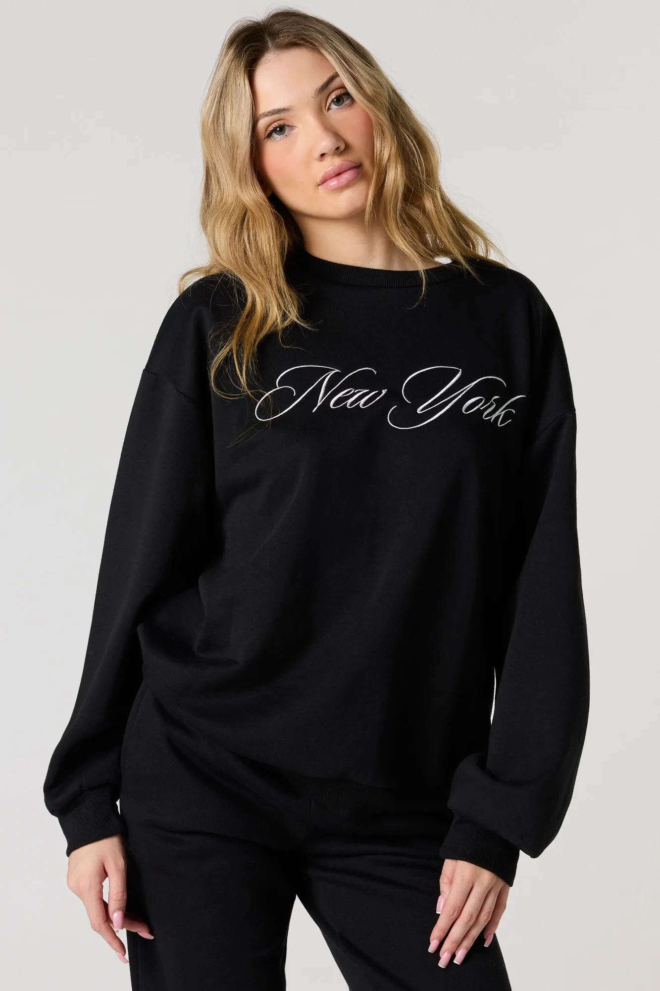 Fleece Embroidered Sweatshirt sold by Urban Planet product image thumbnail 4