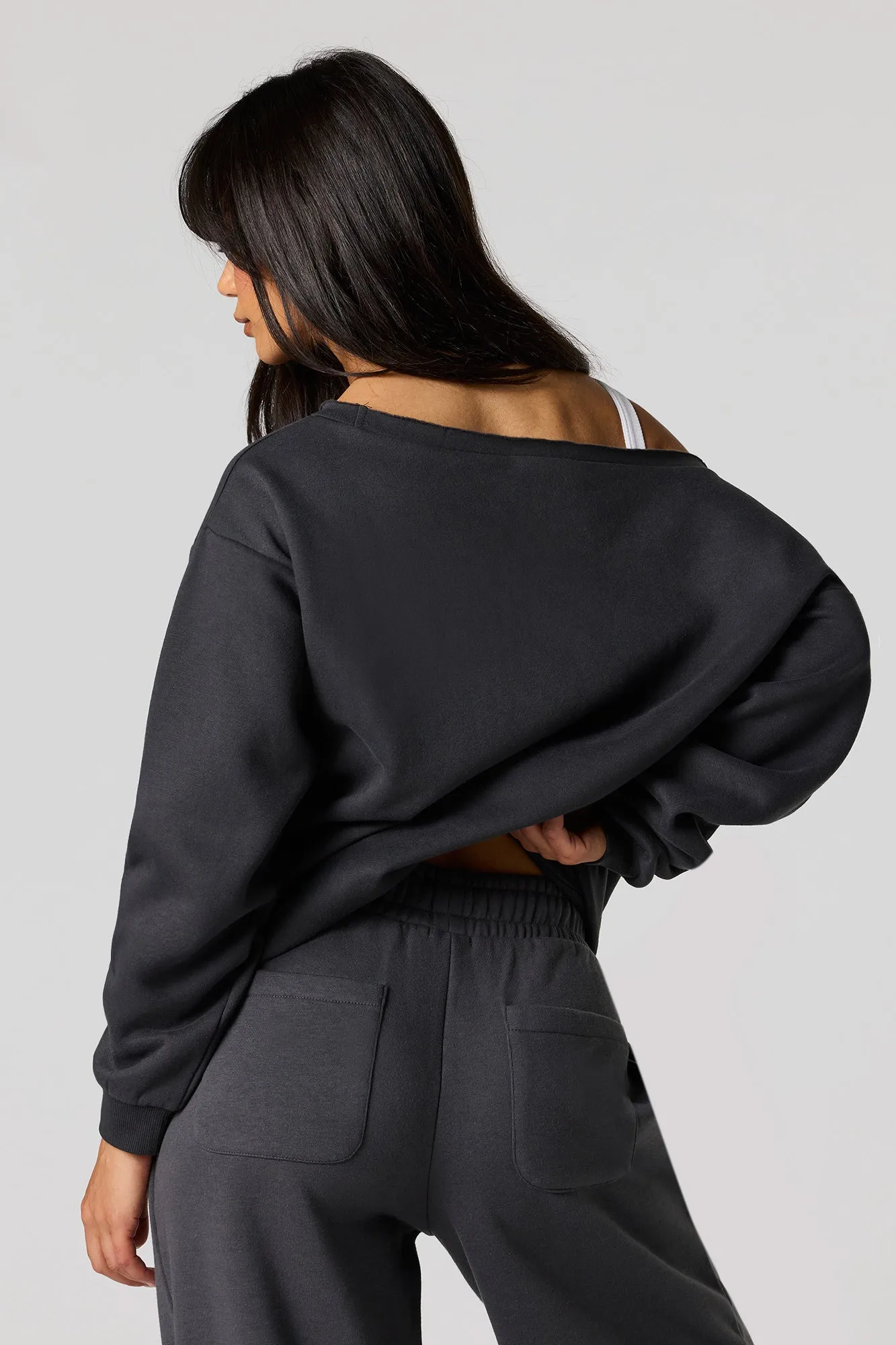 Destination Puff Print Off Shoulder Fleece Sweatshirt sold by Urban Planet product image thumbnail 5