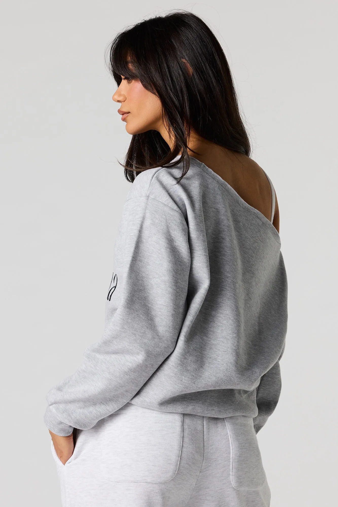 Destination Puff Print Off Shoulder Fleece Sweatshirt sold by Urban Planet product image thumbnail 2