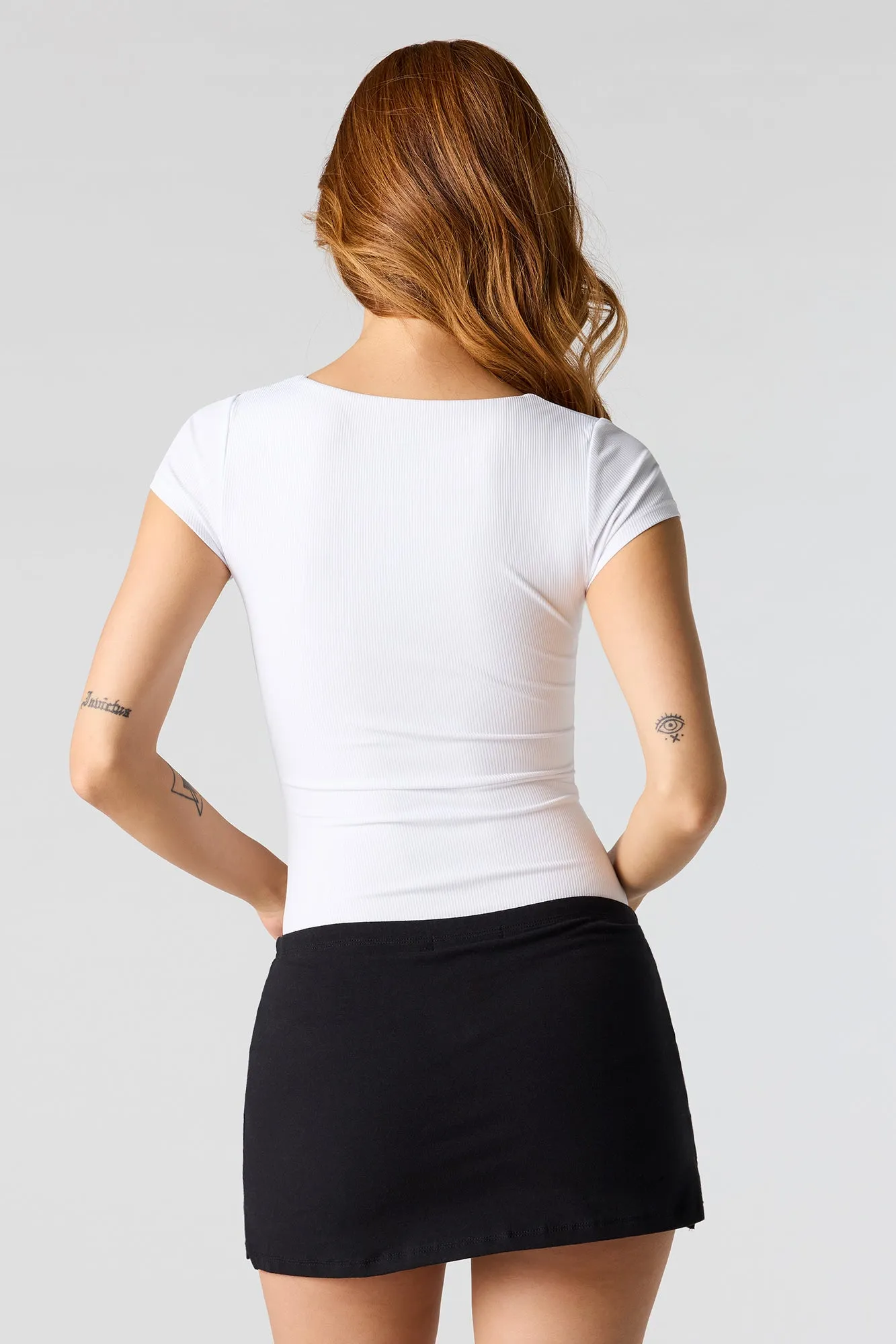 Contour Ribbed Square Neck T-Shirt Bodysuit sold by Urban Planet product image thumbnail 2