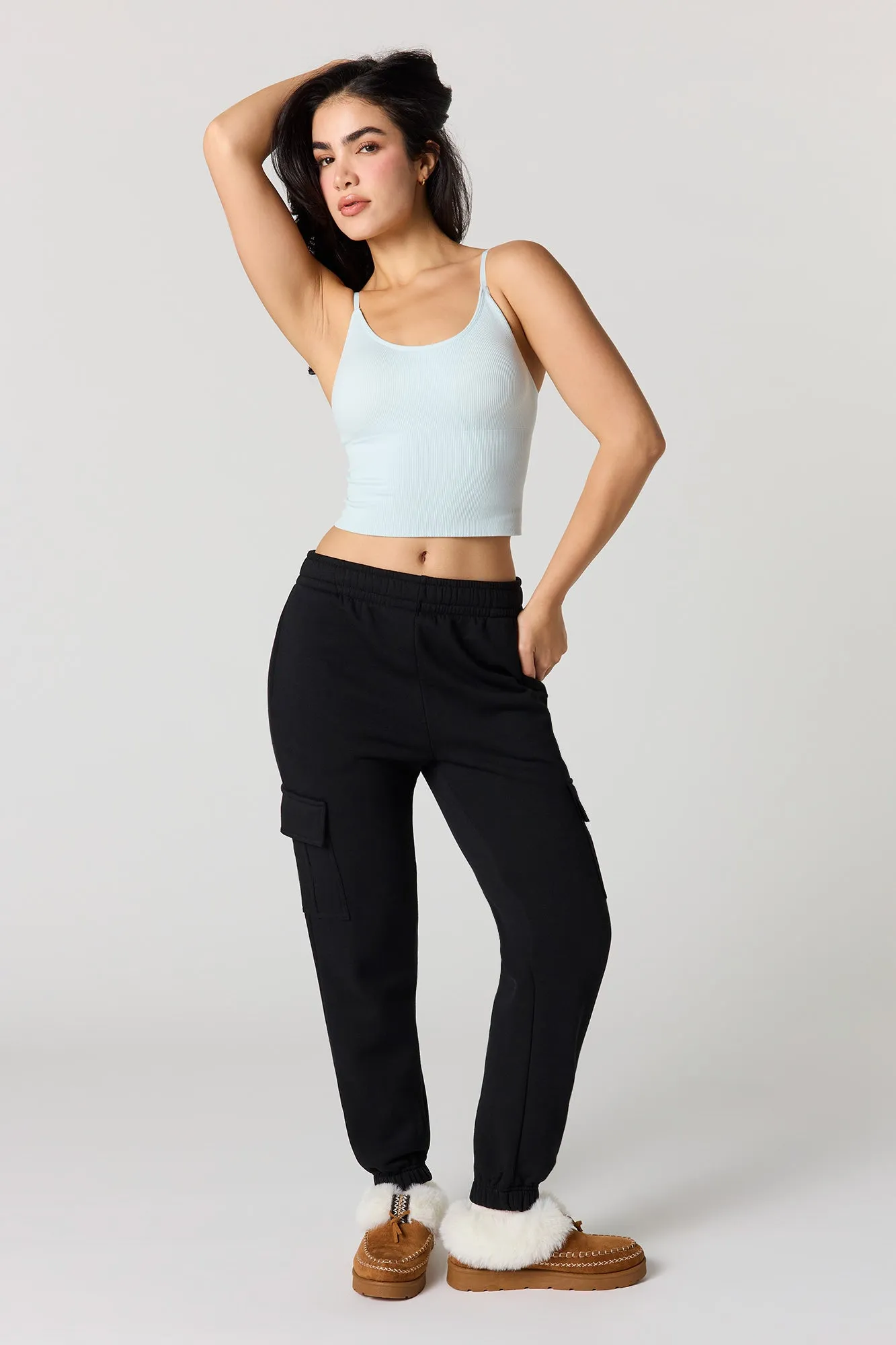 Solid Fleece Cargo Jogger sold by Urban Planet product image thumbnail 4