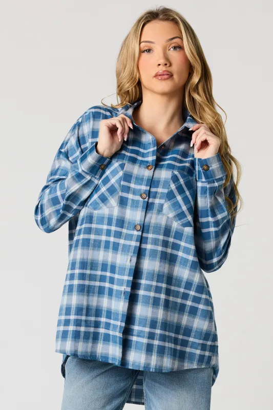 Plaid Flannel Button-Up Top sold by Urban Planet