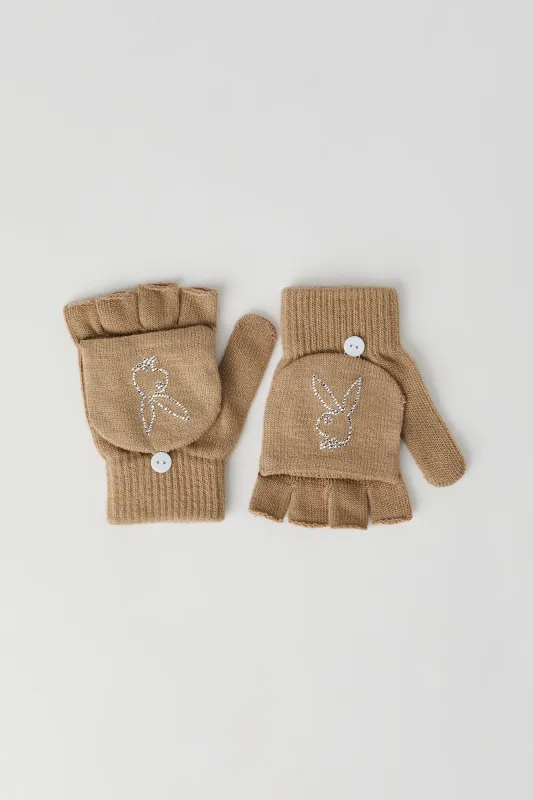 Playboy Rhinestone Fingerless Gloves sold by Urban Planet