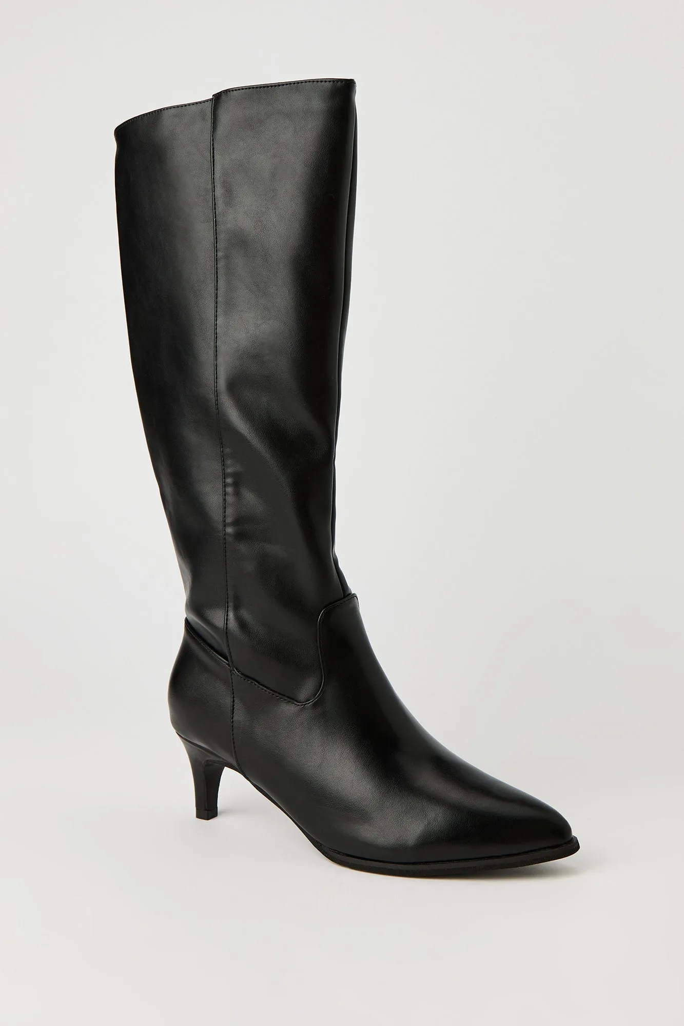 Faux Leather Knee High Kitten Heel Boot sold by Urban Planet product image thumbnail 3