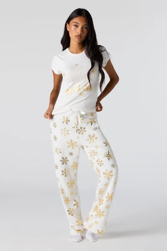 Christmas Graphic T-Shirt & Plush Pant Pajama Set sold by Urban Planet