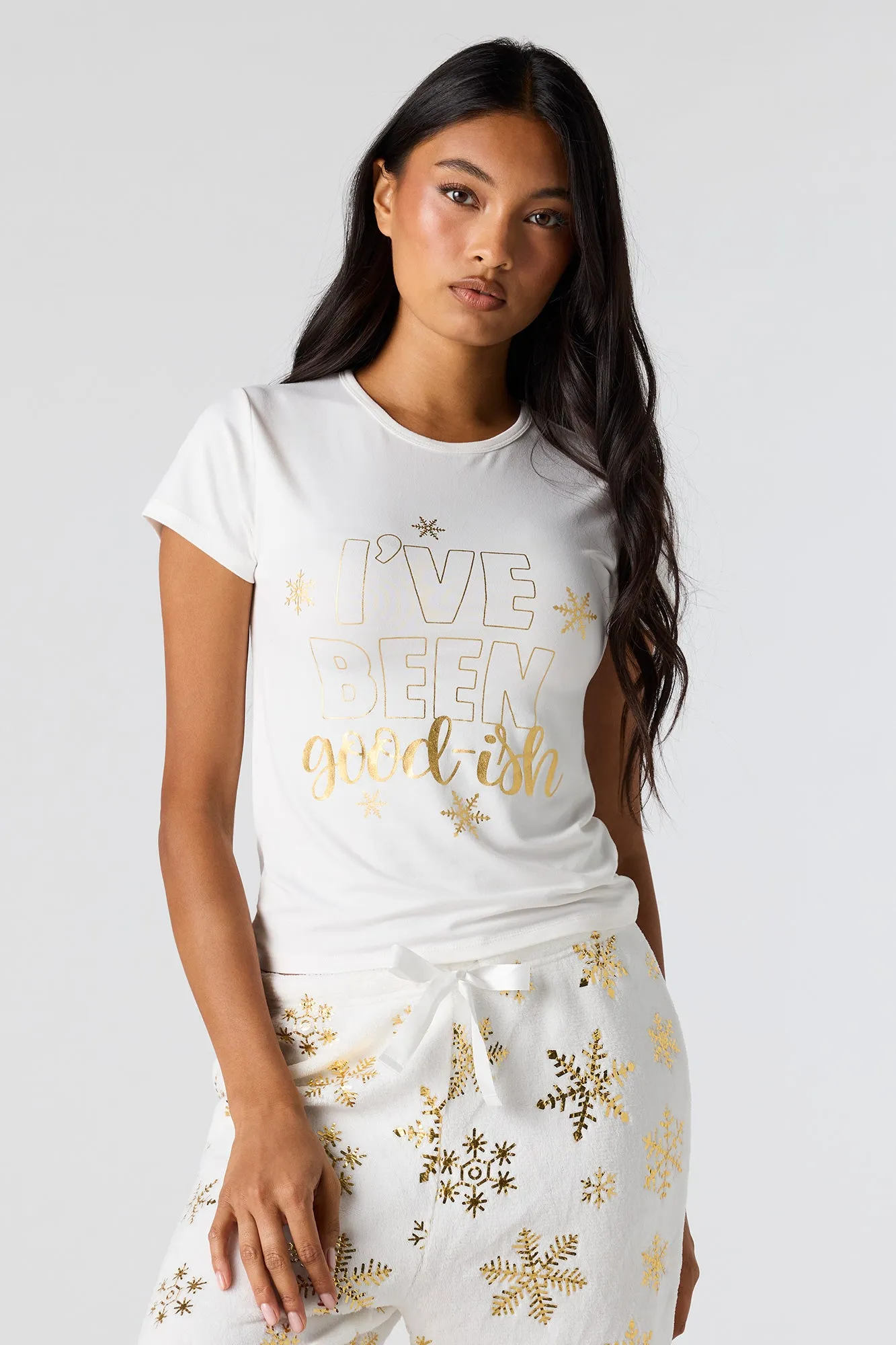 Christmas Graphic T-Shirt & Plush Pant Pajama Set sold by Urban Planet product image thumbnail 2