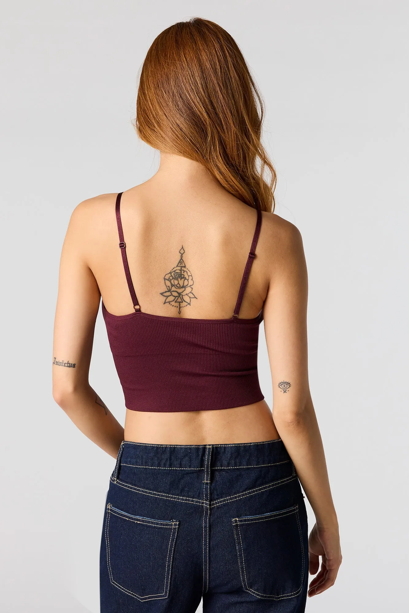 Seamless Ribbed Crop Cami With Built-In Cups sold by Urban Planet product image thumbnail 2