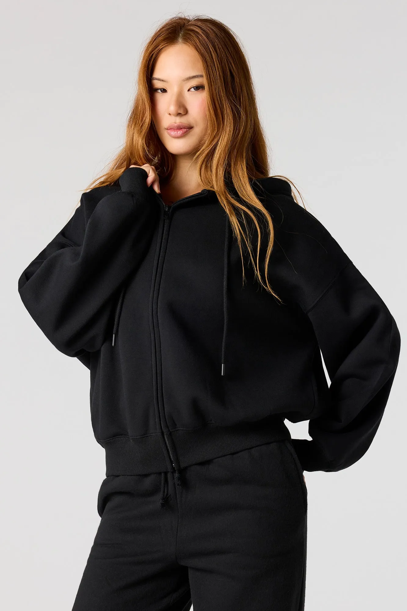 Fleece Boxy Zip-Up Hoodie sold by Urban Planet product image thumbnail 4