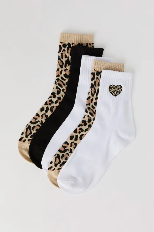 Jacquard Knit Quarter Socks (5 Pack) sold by Urban Planet