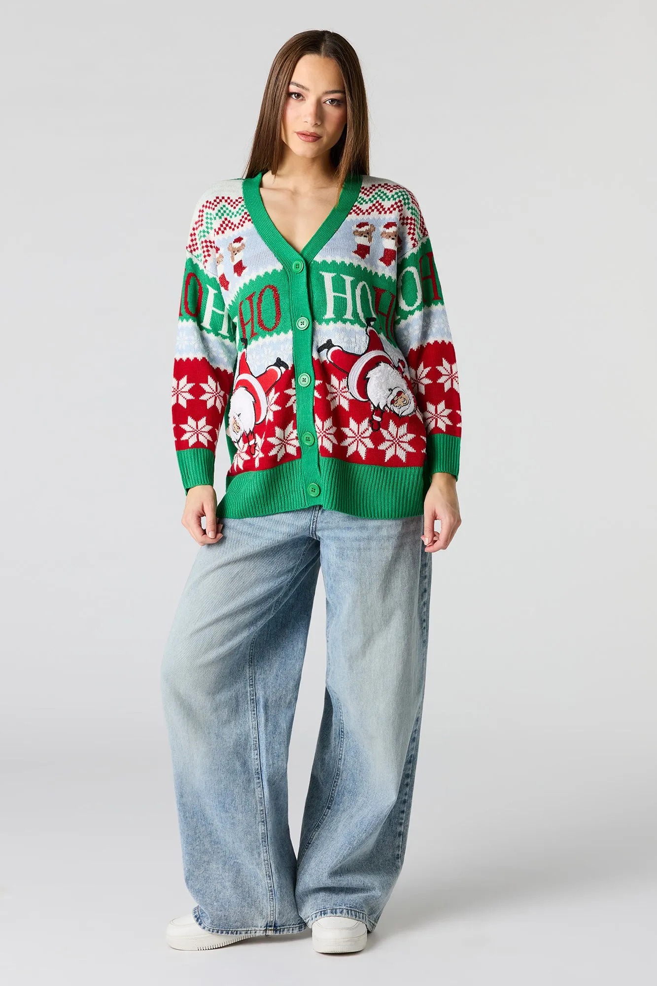 Santa Jacquard Knit Christmas Cardigan sold by Urban Planet product image thumbnail 3