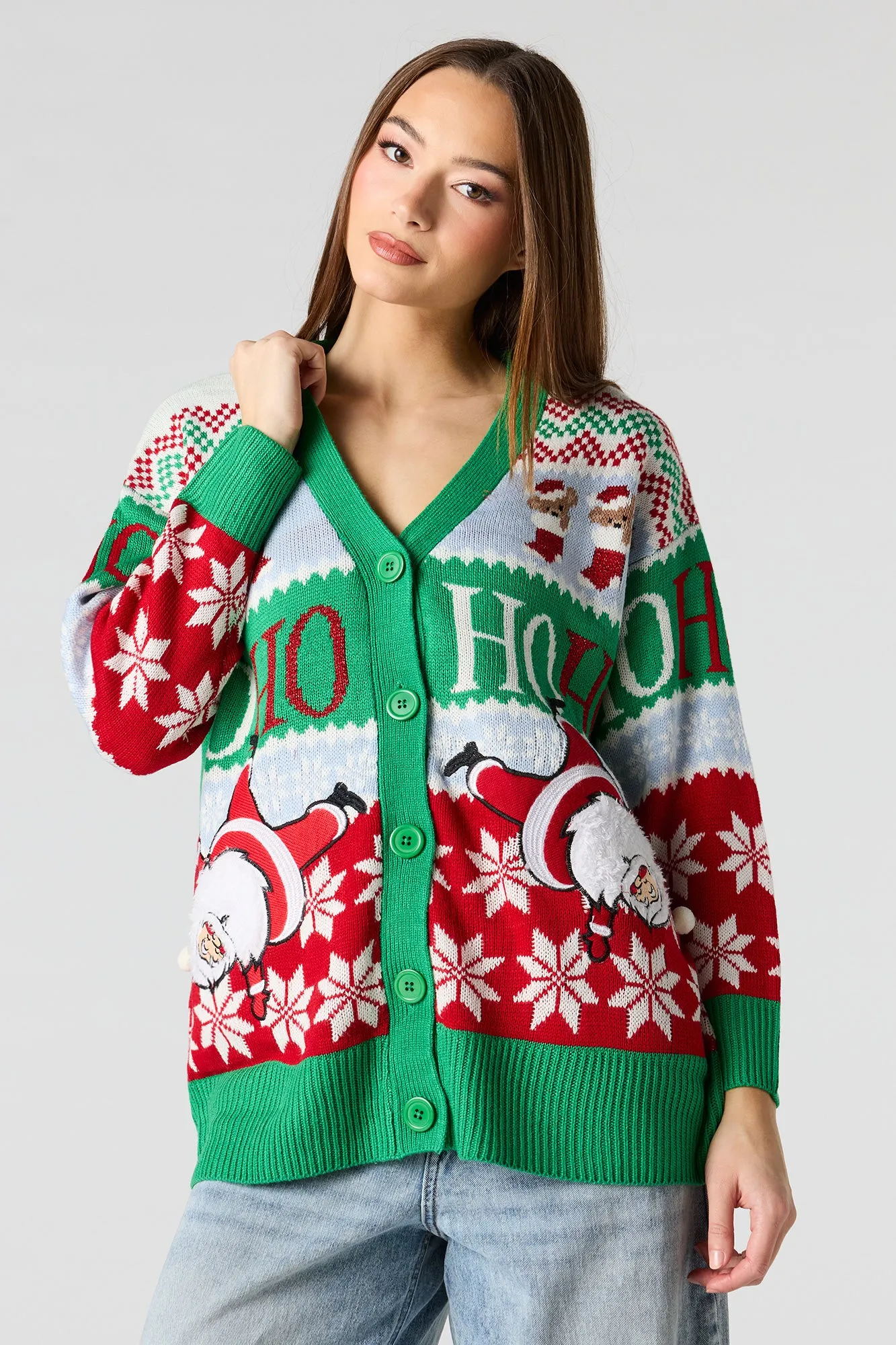 Santa Jacquard Knit Christmas Cardigan sold by Urban Planet