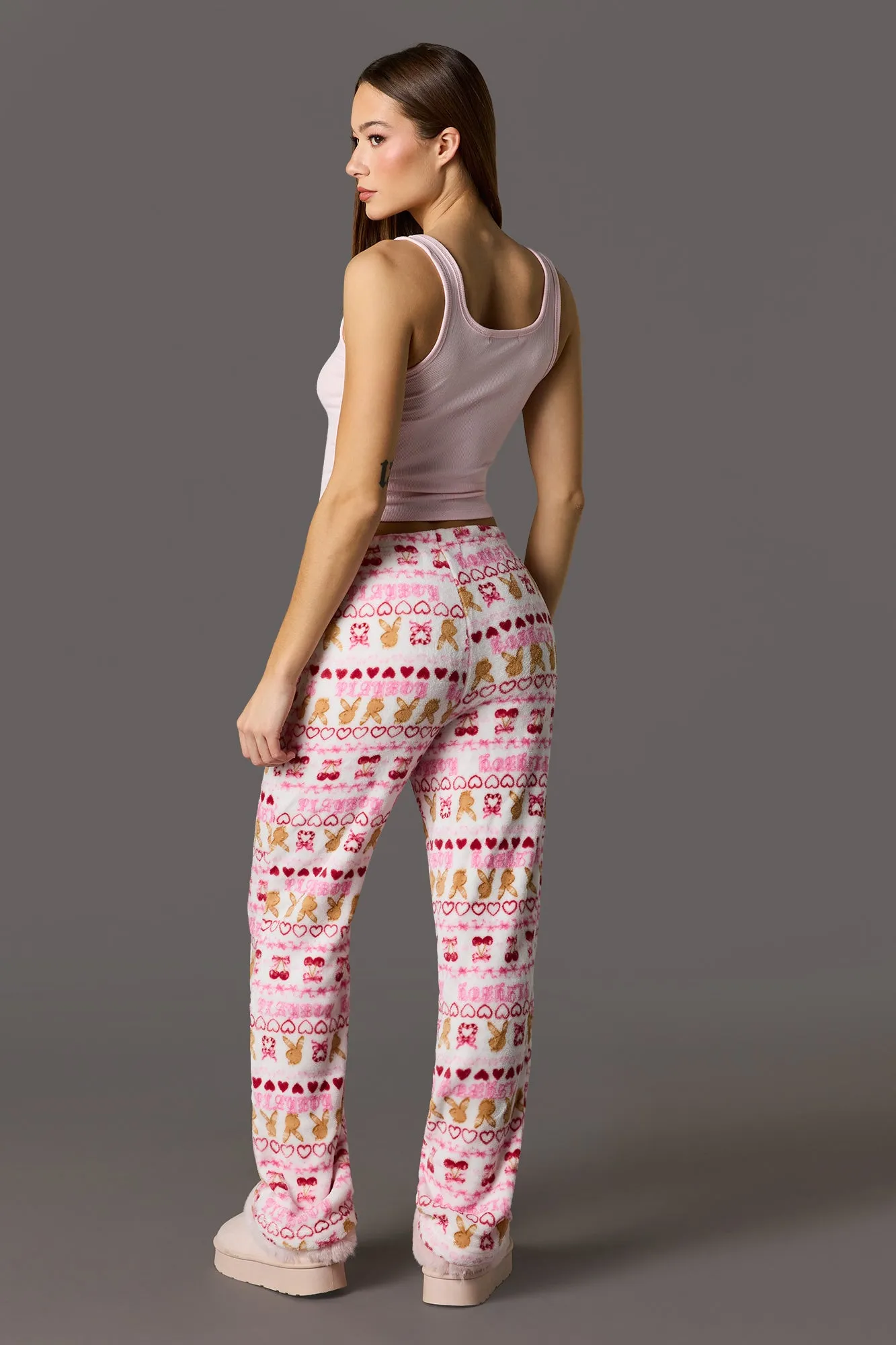 Playboy Christmas Ribbed Tank & Plush Pant Pajama Set sold by Urban Planet product image thumbnail 4