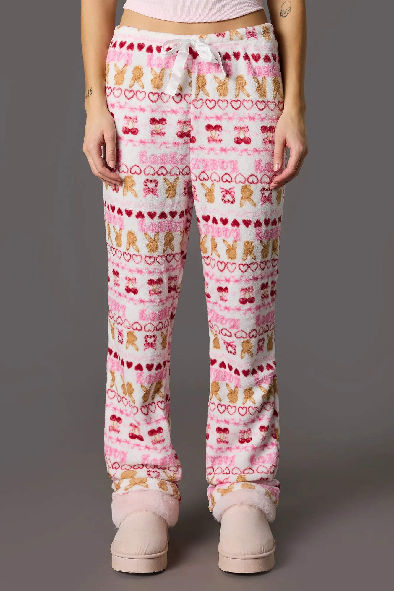 Playboy Christmas Ribbed Tank & Plush Pant Pajama Set sold by Urban Planet product image thumbnail 3