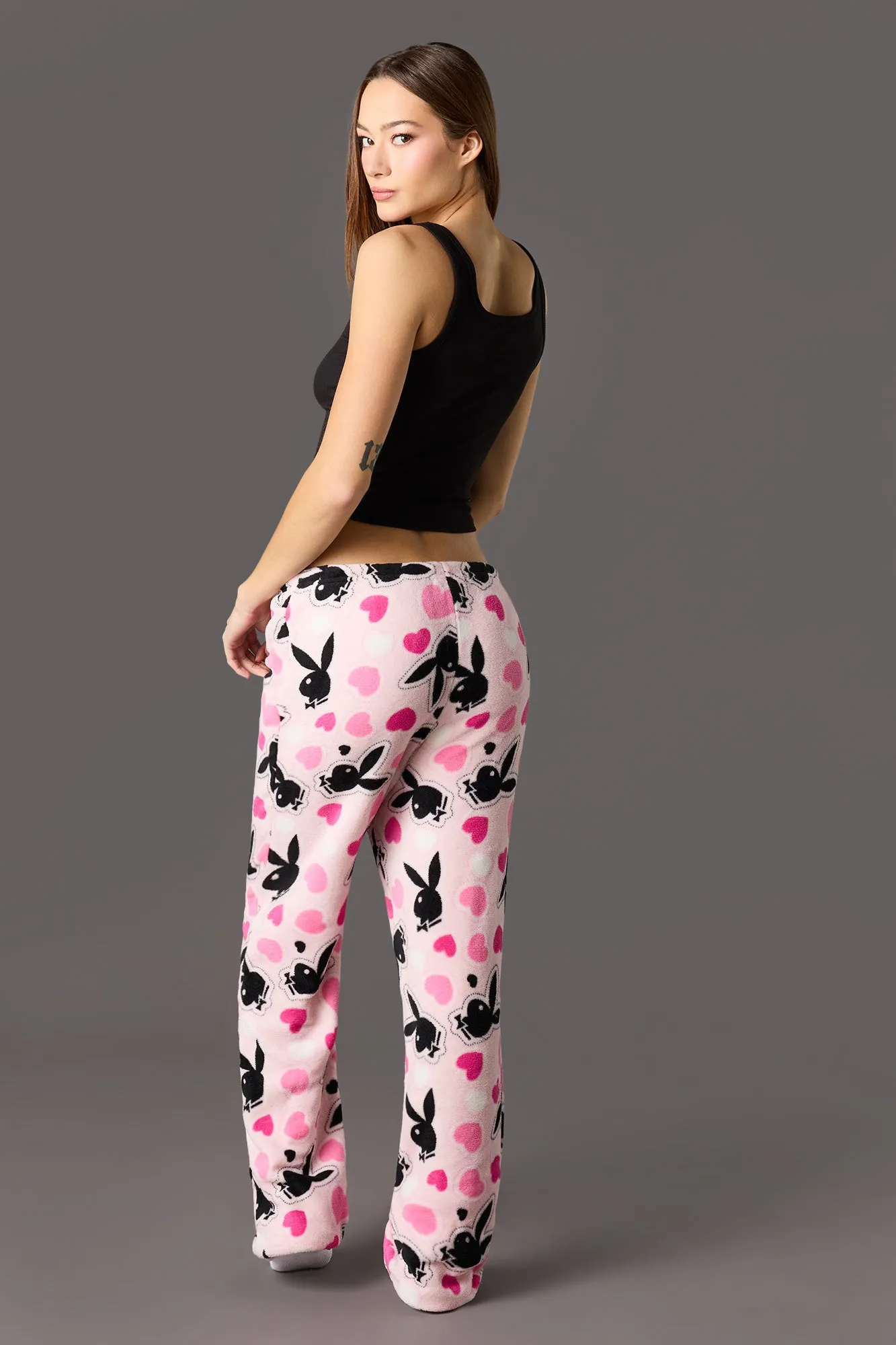 Playboy Ribbed Tank & Plush Pant Pajama Set sold by Urban Planet product image thumbnail 4
