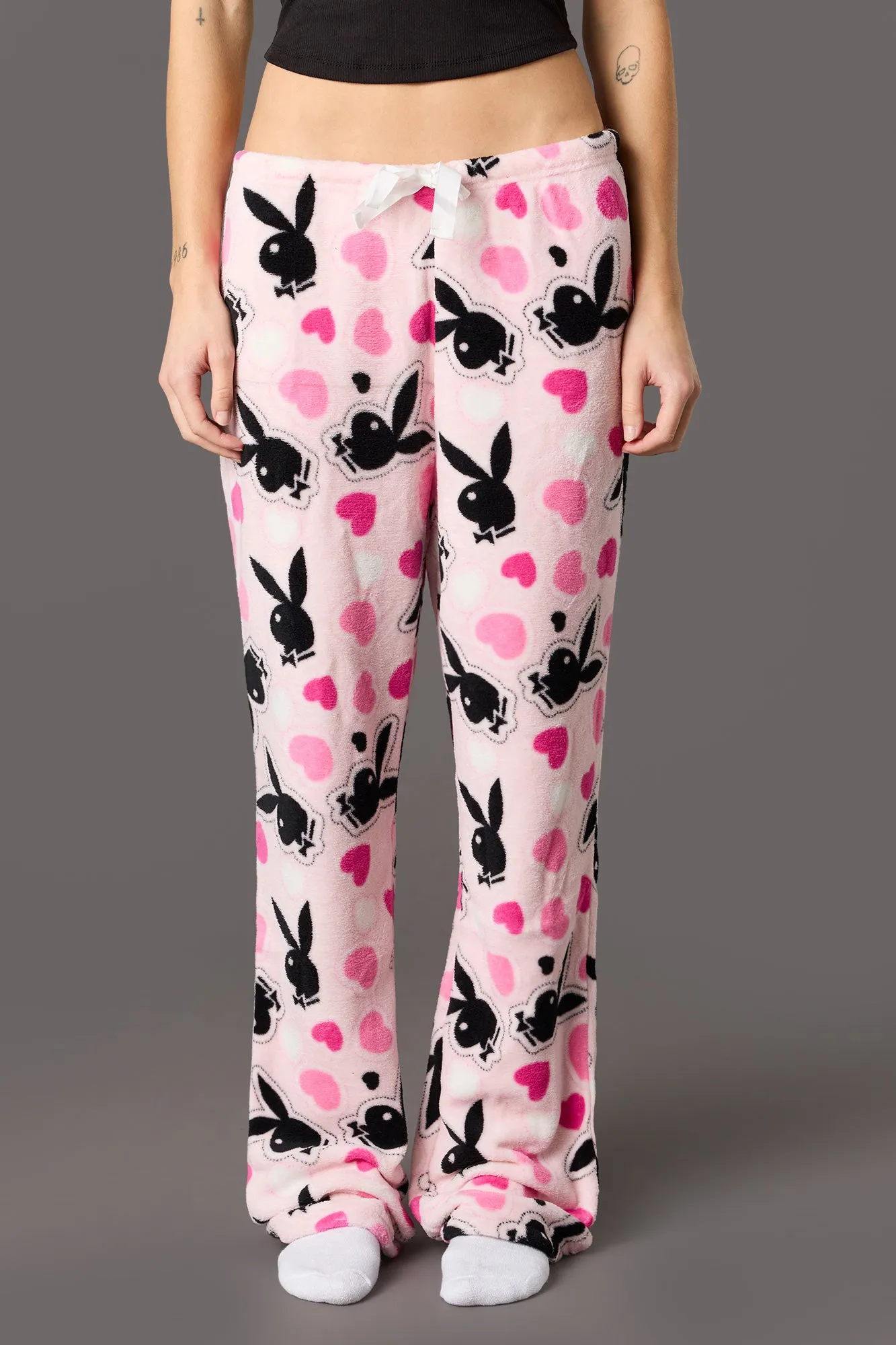 Playboy Ribbed Tank & Plush Pant Pajama Set sold by Urban Planet product image thumbnail 3