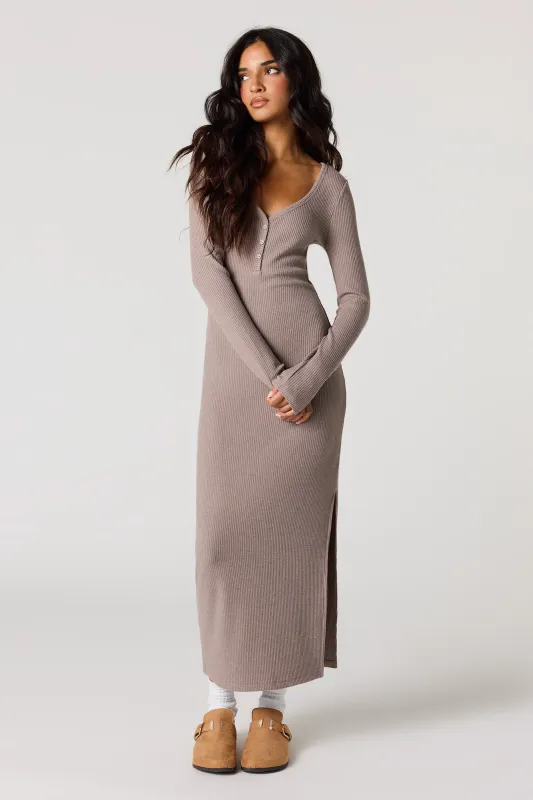Ribbed Knit Long Sleeve Midi Dress sold by Urban Planet