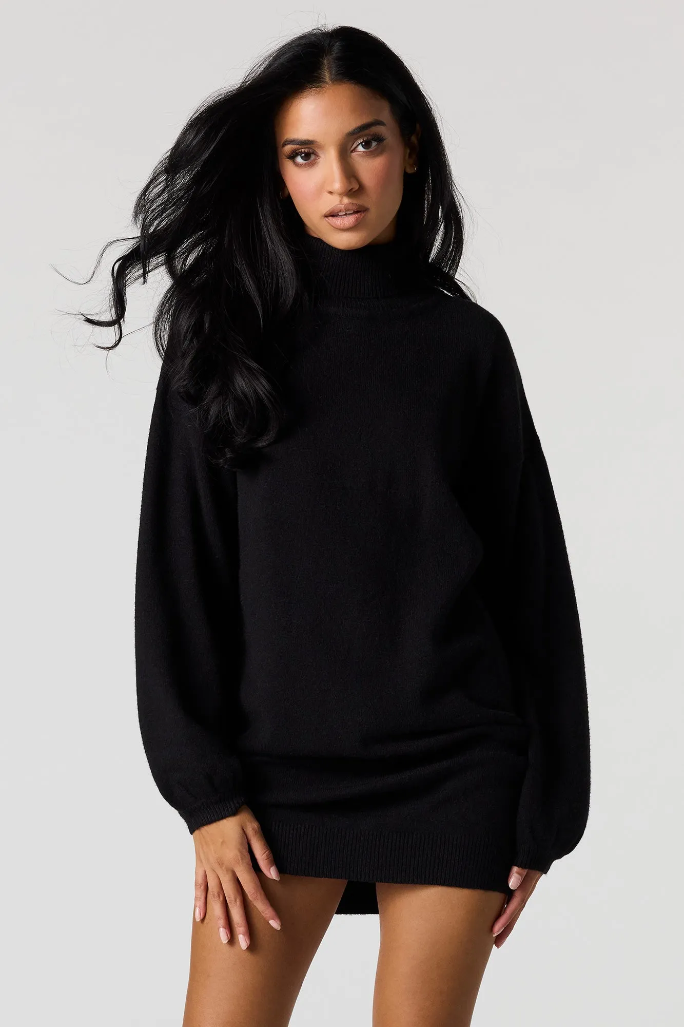 Mock Neck Long Sleeve Knit Mini Dress sold by Urban Planet product image thumbnail 4