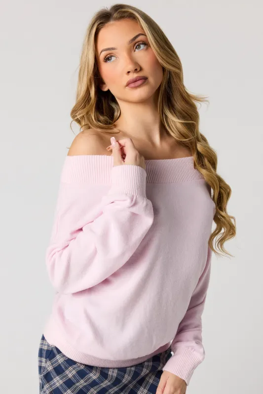 Knit Off Shoulder Long Sleeve Top sold by Urban Planet